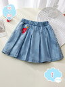 1000円OFFクーポン 子供 デニムスカート キッズ 女の子 夏 スカート インナーパンツ付き 子供服 デニムショートスカート ゆったり スカート ウエストゴム フレアスカート ボトムス Aライン 薄手 通学 無地 シンプル カジュアル おしゃれ shopcp