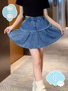 子供 デニムスカート キッズ 女の子 夏 スカート インナーパンツ付き 子供服 デニムショートスカート ゆったり スカート ウエストゴム フレアスカート ボトムス Aライン 薄手 通学 無地 シンプル カジュアル おしゃれ shopcp