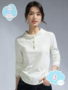 パーカー レディース フード付き カットソー トップス Tシャツ 大人 長袖 無地 プルオーバー 柔らかい 体型カバー お洒落 カジュアル 部屋着 ルームウェア...