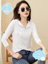 300円OFFクーポン レディース 長袖 パーカー スリム Tシャツ 無地 ファッション フード tシャツ おしゃれ シンプル トップス カジュアル 快適 夏服...