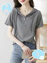tシャツ レディース シャツ ブラウス パーカー ゆったり フード 半袖 ファッション トップス オーバーサイズ 体型カバー 大きいサイズ 着痩せ カジュアル ...