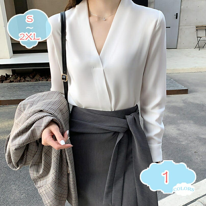 シャツ ブラウス レディース ボウタイブラウス Vネック 長袖 シフォン トップス 無地 スリム きれいめ カットソー リボンタイ OL オフィス フェミニン 通勤 7分袖シャツ おしゃれ 大きいサイズ 20代 30代 40代 shopcp