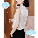 500円OFFクーポン JCCand フリル付き 可愛い ブラウス シャツ レディース トップス ノースリーブ 無地 夏服 光沢感 大人 シンプル オシャレ オ...