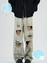 300円OFFクーポン ワイドデニムパンツ メンズ パンツ デニム ジーンズ ダメージデニムパンツ お洒落 ワイドパンツ ガウチョパンツ ハイウエスト 春夏 ス...