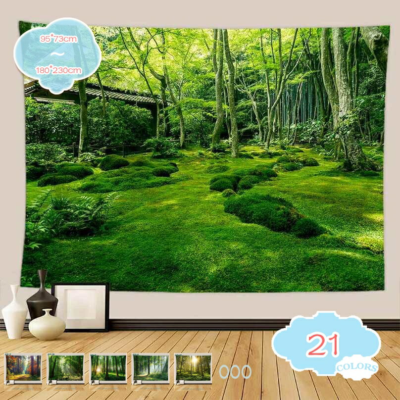 3D 効果 リアル タペストリー 布ポスター 緑の風景 風景の背景 森 緑の木 滝 山中 壁掛け飾り 贈り物 インテリア 部屋飾り カーテン 間仕切り 鮮明なライン 夏の自然風景 ベッドルーム 自宅用 新居祝い 誕生日プレゼント shopcp