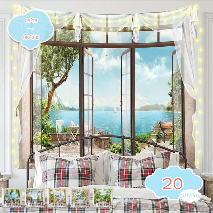 童話風飾り タペストリー 美しい海 日の出 おしゃれ壁掛け 装飾布 欧米風 壁飾り インテリア モダン 多機能 パーティー 部屋 リビング お店 個性ギフト お祝い ビーチ風景 ファブリックポスター 布製 ビデオ会議 雰囲気転換 shopcp