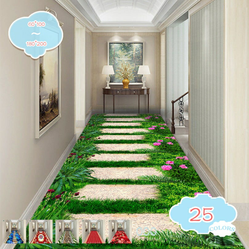300円OFFクーポン 廊下敷き カーペット ラグ 廊下マット 大きいサイズ 魚 海 洗える キッチンマット 玄関マット ペット用マット 防音マット 子供 お年寄り 転倒防止 素足が喜ぶ 滑り止め付 ホテル リビングルーム ロングカーペット 3D 花 バラの花 shopcp