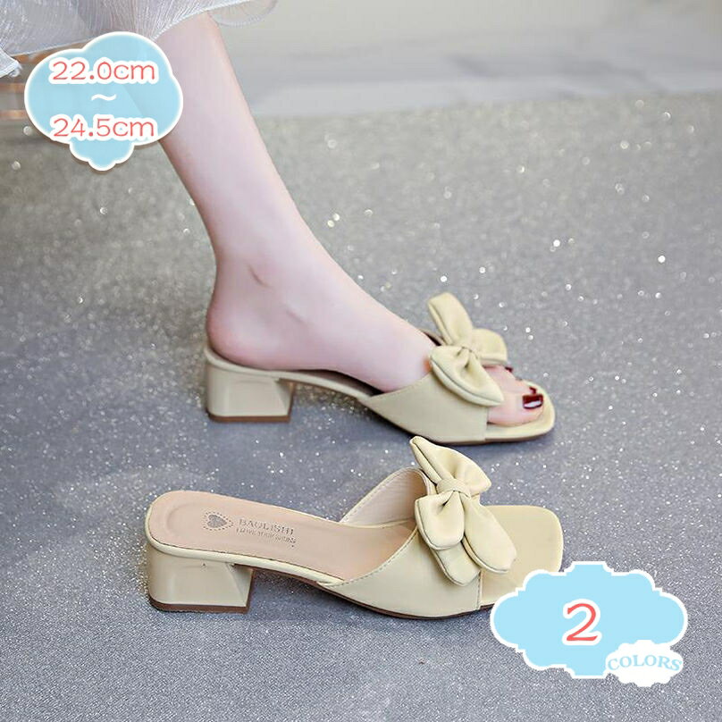 ミュール 4CMヒール レディース リボン付き サンダル おしゃれ サボ 女性 シューズ 美脚 カジュアル ビーチサンダル オフィス 疲れにくい 歩きやすい 履きやすい かわいい 蝶結び 痛くない キレイめ 軽いカジュアル shopcp