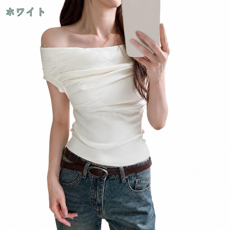 500円OFFクーポン オフショルダー ニット レディース 半袖 着痩せ 体型カバー サマ...
