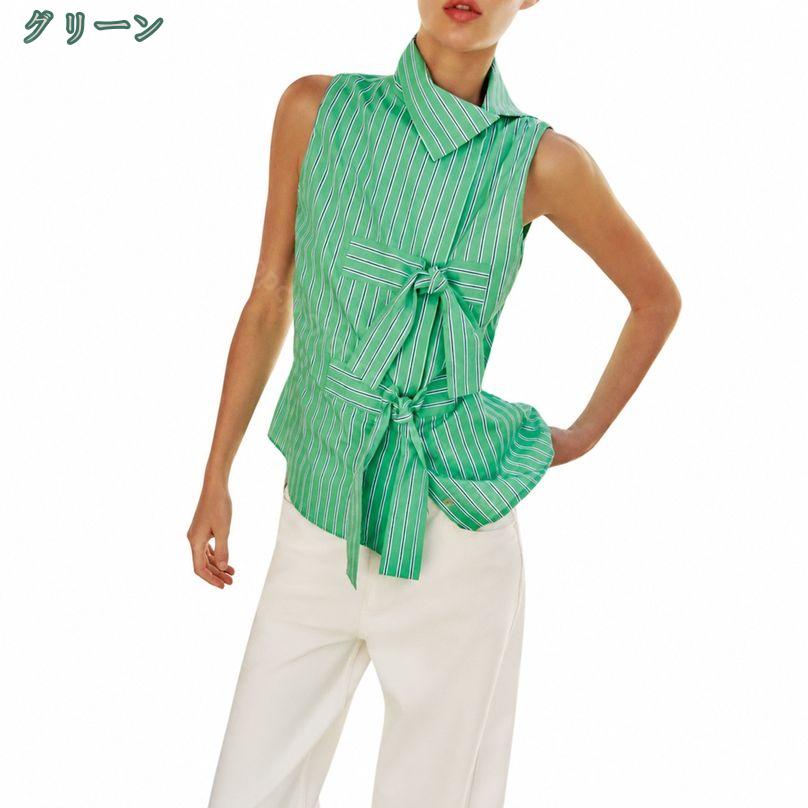 58%OFF衝撃セール★14884円⇒7442円! ブラウス レディース ノースリーブシャツ 襟付き ストライプ トップス 夏 体型カバー 着痩せ 細見え 大人可愛い きれいめ カジュアル デイリー 旅行 週末コーデ shopcp shopcp-10133079 CPショップ サンプル画像2