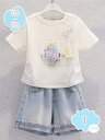 800円OFFクーポン 子供服 女の子 セットアップ 春夏 2点セット 半袖 ガールズ Tシャツ デニムパンツ ショート丈 上下セット キッズ 夏服 赤ちゃん服...