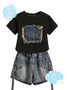 1650円OFFクーポン 子供服 セットアップ キッズ 女の子 夏 子供 服 ジュニア こども服 子ども おしゃれ ショートパンツ 上下セット カジュアル トッ...