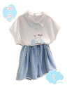 300円OFFクーポン 子供服 女の子 セットアップ 夏服 おしゃれ 上下セット キッズ 半袖シャツ ショート丈 2点セット 普段着 通学着 お出かけ パンツセ...