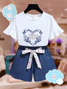 800円OFFクーポン ベビー服 女の子 ガールズ デニムパンツ セットアップ キッズ 子供服 ショート丈 プレゼント 赤ちゃん服 半袖 夏着 夏服 可愛い お...