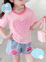 800円OFFクーポン セットアップ 上下セット 子供服 キッズ ジュニア 女の子 半袖 カットソー ショートパンツ デニムパンツ 短パン キュロット おしゃれ...