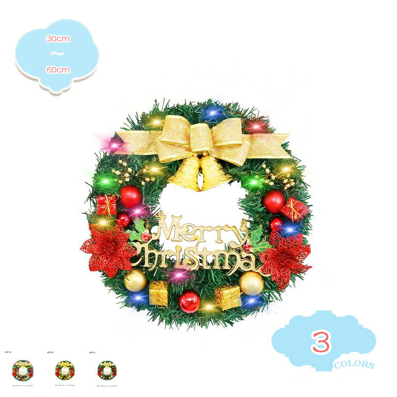 500��OFF�����ݥ� wreath christmas ���ꥹ�ޥ��꡼�� led�դ� �꡼�� ��ܥ� ¤�� ���� �������� �� �ɥ� ���� ���� �ߤ겼���� ...