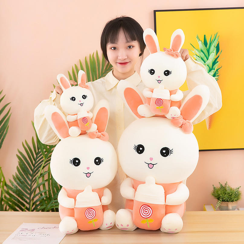 兎 ウサギ抱き枕 哺乳瓶 大きいサイズ 可愛い 柔らかい 癒し 快眠グッズ 横寝サポート プレゼント 贈り..