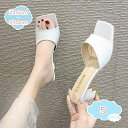300円OFFクーポン サンダル ミュール シューズ サンダル ヒール レディース ファッション ハイヒール チャンキーヒール 6.5cm 太ヒール 美脚 ミュ...