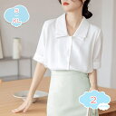 500円OFFクーポン シャツ ブラウス 半袖 レディース オフィス 通勤OL シフォンワイシャツ タック Vネックトップス ベーシックカジュアル春夏 Vネック カットソー ゆったり 無地 おしゃれ 普段着 オフィス 通勤 入園式 卒業式 卒園式 ワイシャツ shopcp