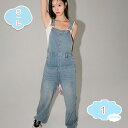 800円OFFクーポン ロング デニム ストレート レイヤード 重ね着 シンプル ゆったり サロペ 長ズボン パンツ オールインワン オーバーオール つなぎ 肩紐調節可 デニムサロペット shopcp