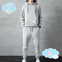 フード付き パーカー ロングパンツ 上下セット スウェット メンズ 春服 秋服 冬服 長袖 ズボン ジャージ 無地 ゆったり カジュアル セットアップ 服 スポ...