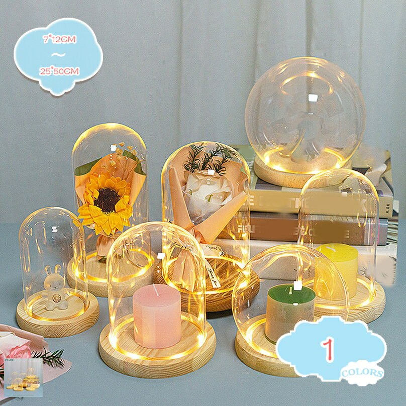 500円OFFクーポン 円柱 透明ガラスドーム 卓上展示用 フィギュア 手模型 アクセサ...