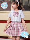 777円OFFクーポン ガールズ Tシャツ JK制服 夏 上下セット 半袖 プリーツスカート 2点セット キッズ トップス サマー 赤ちゃん 可愛い カットソー セットアップ ミニスカート ウエストゴム 子供服 学院風 通園 ファッション shopcp