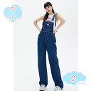 800円OFFクーポン サロペット レディース デニム ジーンズ ロング丈 オーバーオール ポケット付き 可愛い 体型カバー ワークパンツ カジュアル ゆったり ボトムス shopcp