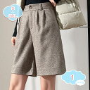 1650円OFFクーポン ショートパンツ レディース 秋冬 短パン 厚手 防寒 暖かい ゆったり カジュアル ショーパン ハイウエスト ボタン 無地 着痩せ ボトムズ おしゃれ 美脚効果 ショート丈 ポケット付き ラシャパンツ ショート丈 キュロット 可愛い shopcp