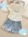 800円OFFクーポン 子供服 女の子 セットアップ 2点セット 半袖 Tシャツ デニム ハーフパンツ 上下セット キッズ 夏服 子供 ショートパンツ 無地 普...