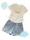 ベビー服 女の子 夏 セットアップ キッズ 子供服 デニム ショートパンツ 半袖tシャツ プレゼント 赤ちゃん服 ジュニア服 カジュアル 夏服 可愛い おしゃれ...