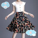 スカート シフォン ミモレ丈 花柄 スカート レディース ボトムス ロングスカート フレアスカート シフォンスカート 膝丈 ロング 膝丈 ウエストゴム シフォン...