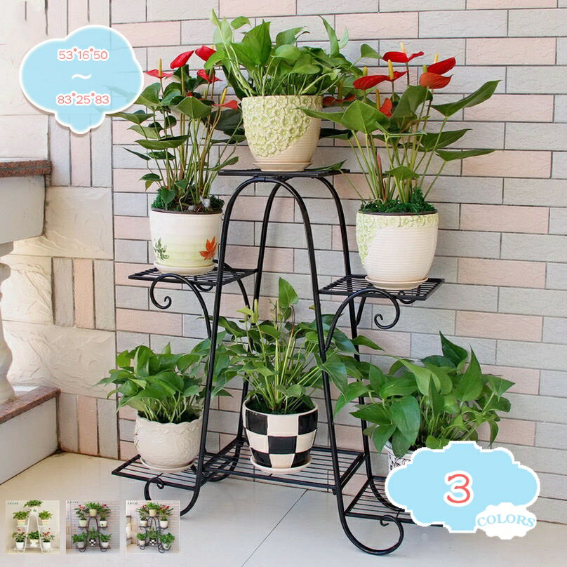 500円OFFクーポン フラワースタンド アイアン 3段 プランタースタンド 鉢植え スタンド 園芸ラック フラワーラック 花台 植物棚 盆栽棚 ガーデンラック 屋外 室内 花棚 植物スタンド 玄関 おしゃれ ブラック 飾り棚 多肉植物棚 ベランダ クラシック shopcp