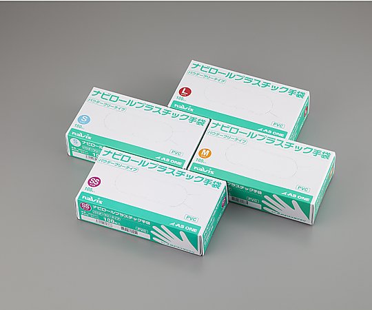 ナビロールプラスチック手袋パウダー無SS