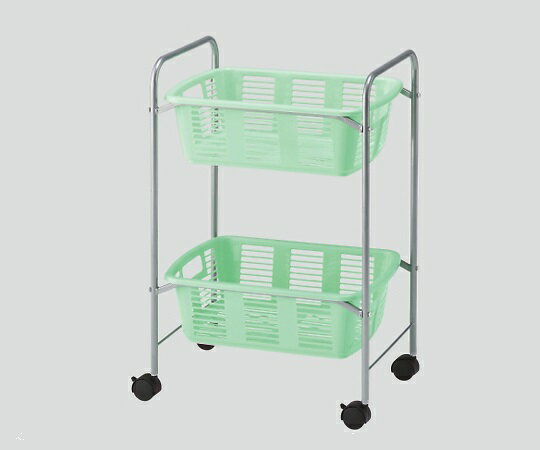 脱衣カゴワゴン・ラック2段式　マスカットグリーン　キャスター有り