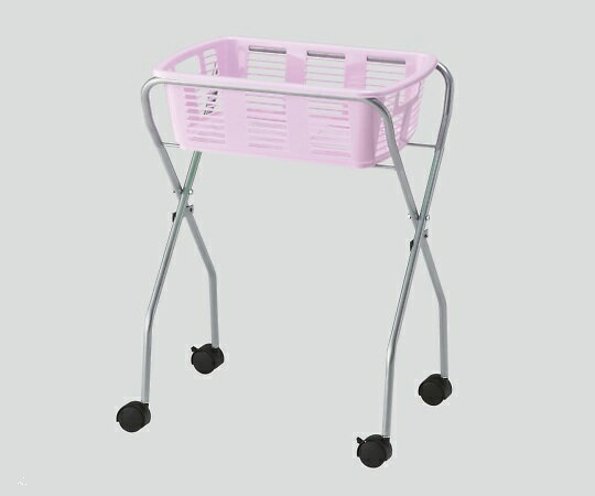 脱衣カゴワゴン・ラック1段式　ラベンダーピンク　キャスター有り