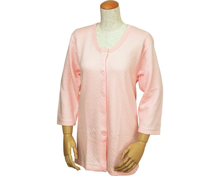 ウエル(株) キルト八分袖前開きシャツ（ワンタッチテープ式）　婦人用 W461　ピーチ　S