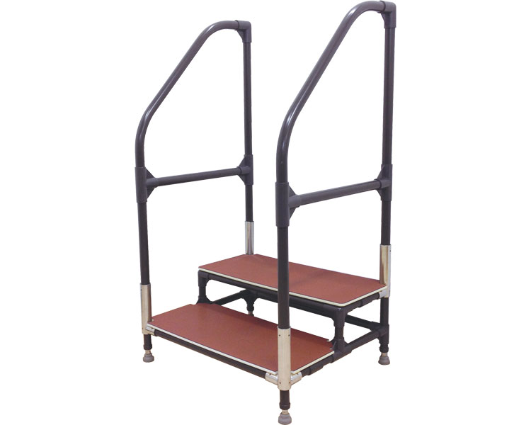 矢崎化工(株) 手すり付ステップ台　ユニットタイプ　2段 CHE-2　（要マット・フレーム色指定要）