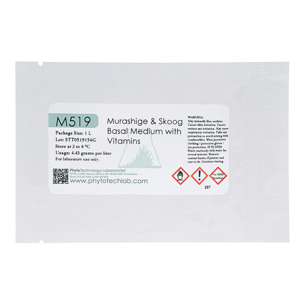ムラシゲ・スクーグ培地（ビタミン含）1L用 M519-1L PhytoTechnology　Laboratories,　LLC