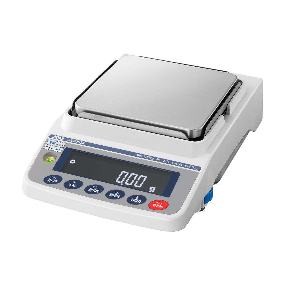 校正用分銅内蔵型天びん GX-Aシリーズ ひょう量:3200g 最小表示:0.01g GX-3002A エー・アンド・デイ■特徴■●【用途】●▼生産ラインの組込、流量測定機能を使用して液体の計量に、●【特徴】●▼校正用分銅内蔵なのでいつでも高精度計量が可能、最小表示0.1mgの分析用電子天びん●▼生産ラインの組み込み時に　ISD【衝撃検出機能（Impact　Shock　Detection）】：計量皿に衝撃が加わった時に、4段階の警告表示とブザーでお知らせ●▼ポンプ流量など液体の計量に　FRD【流量測定機能（Flow　Rate　Display）】：荷重の変化を「流量」として計算　天びん単体で高精度の流量測定が可能●▼天びんの繰り返し性・最小計量値の確認に　ECL【電子制御荷重（自己点検）機能（Electronically　Controlled　Load）】：A&D独自の天びん内部機構により、外部分銅を使わずに天びんの繰り返し性を算出（わずか90秒）●▼RS-232Cインタフェース（D-Sub9Pオス）/USBインタフェース（ミニBタイプ）の、2ch出力標準装備●▼統計演算機能、比重測定機能、時計機能付き●▼見やすいバックライト付き液晶表示●▼オートパワーオン・オフ機能付き●▼パスワード機能 ：天びんの使用者、時計の設定を制限するセキュリティ機能つき。〔時計時刻など全ての機能設定ができる管理者レベルと、計量のみ行える使用者レベル（×10人分）の2段階〕■仕様■●秤量(kg)：3.2●最小表示(g)：0.01●再現性(標準偏差)：0.01g●直線性：±0.02g●安定所要時間：約1秒●電源：ACアダプター●入力：AC100V(+10%-15%)、50/60Hz●消費電力：約11VA(ACアダプター含む)●計量皿サイズ：165×165mm●本体サイズ：212×317×93mm●対応OS：Windows(R)/7/8.1/10●質量：約5kg●付属品：ACアダプター・カバー・USBケーブル●※安定所要時間は、FAST設定及び良環境時です。