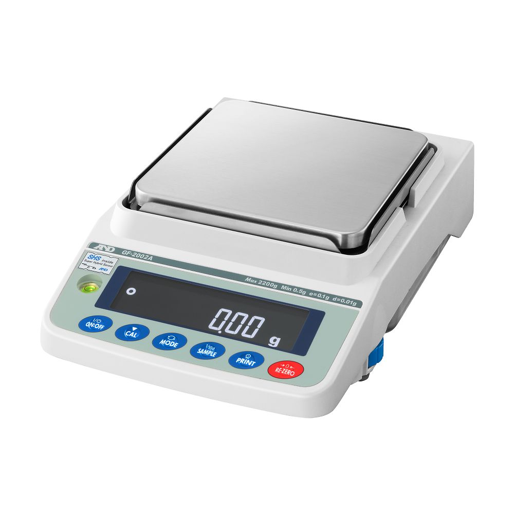 ベーシック電子天びん GF-Aシリーズ ひょう量:2200g 最小表示:0.01g GF2002A エー・アンド・デイ■特徴■●【用途】●▼生産ラインの組込、流量測定機能を使用して液体の計量に、●【特徴】●▼高い基本性能とお手軽な価格●▼生産ラインの組み込み時に　ISD【衝撃検出機能（Impact　Shock　Detection）】：計量皿に衝撃が加わった時に、4段階の警告表示とブザーでお知らせ。●▼ポンプ流量など液体の計量に　FRD【流量測定機能（Flow　Rate　Display）】：荷重の変化を「流量」として計算　天びん単体で高精度の流量測定が可能。●▼天びんの繰り返し性・最小計量値の確認に　ECL【電子制御荷重（自己点検）機能（Electronically　Controlled　Load）】：A&D独自の天びん内部機構により、外部分銅を使わずに天びんの繰り返し性を算出（わずか90秒）。●▼RS-232Cインタフェース（D-Sub9Pオス）/USBインタフェース（ミニBタイプ）の、2ch出力標準装備。●▼統計演算機能●▼比重測定機能●▼時計機能●▼見やすいバックライト付き液晶表示●▼オートパワーオン・オフ機能■仕様■●秤量(kg)：2.2●最小表示(g)：0.01●再現性(標準偏差)：0.01g●直線性：±0.02g：約1.2秒●電源：ACアダプター●入力：AC100V(+10%?15%)、50/60Hz●消費電力：約11VA(ACアダプター含む)●計量皿サイズ：165×165mm●本体サイズ：212×317×93mm●対応OS：Windows(R)/7/8.1/10●質量：約5kg●付属品：ACアダプター・カバー・USBケーブル