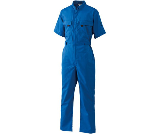 日の丸繊維 半袖続服　（ポリエステル75％・綿25％）　ブルー　4L 1着