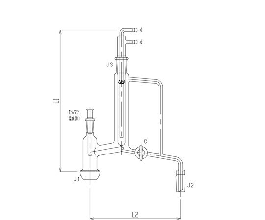 旭製作所 手動還流器　ガラスコック　50/30　28/12 1個 3534-J4L