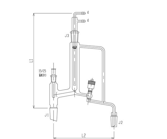 旭製作所 グリースレスバルブ付手動還流器　高真空グリースレスバルブ　PTFE　24/40　24/40 1個 3534-4L4L-V