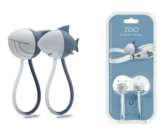 日本ポステック ケーブルオーガナイザー Zoo Cable Wraps 1個(2本入) zoocable Whale_Shark
