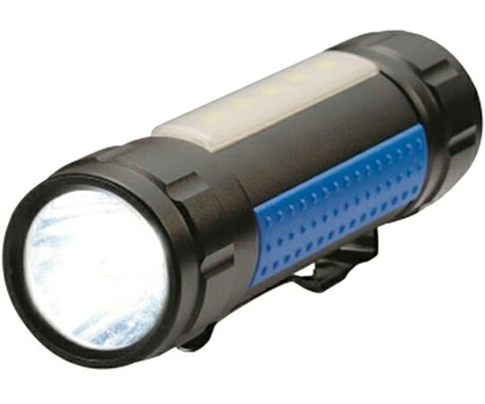 ●明るさ約180ルーメンの強力照射！●米国Cree社製 5W-LED使用。●5W LED、側面ライト、側面ライト赤色点滅と、豊富な点灯パターンで使い方自由自在！●側面ライト：3灯SMD白色約125ルーメン、3灯SMD赤色点滅約100ルーメン●マグネット付きなので、車のボンネットなどの金属部に取付け可能。●車の故障や災害などの非常事態・アウトドアに！●コンパクトサイズだから携帯に便利です。ストラップ付！●イエロー・ブルーの2色展開です。●サイズ：115×30×35mm●重量：113g●本体材質：アルミニウム（アルマイト加工）、ABS樹脂●クリップ材質：鉄●レンズ材質：ポリカーボネート●反射板材質：ポリカーボネート●Oリング材質：シリコン樹脂●スイッチ材質：シリコン樹脂●ストラップ材質：ポリプロピレン●電源：単四形乾電池3本使用※電池はアルカリ電池を推奨します。●点灯時間：5W LED点灯約5時間・SMD白色点灯3個約6時間・SMD赤色点滅3個約8時間●光到達距離：約150〜160m