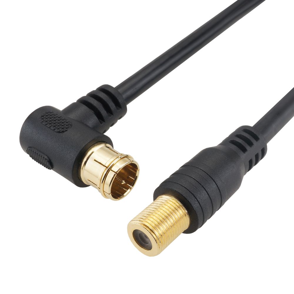 ホーリック アンテナ延長ケーブル 1m ブラック F型接栓メス/L字差込式コネクタ 1本 ACF10-672BK