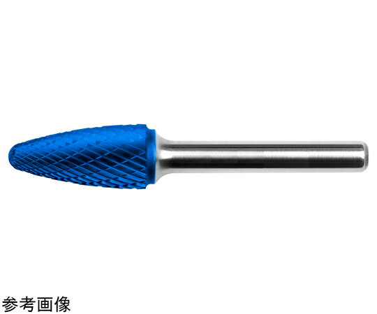 HARDY 超硬ロータリーバー ブルーコーティングF型 アーチラウンドノーズ ダブルカット 6×50mm 1本 TCF ..