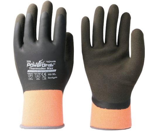 東和コーポレーション 防寒天然ゴムコート手袋 PowerGrab ThermodexMax XL 1双 329-XL