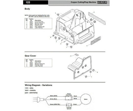 RIDGID ワーニング　ラベル　F／122J 1個 95392